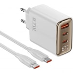 RealPower TCS67WWH 67W GaN Type-C to Type-C Şarj Aleti (NT-119373) - Beyaz, 3000 mAh Hızlı Şarj, 100cm Kablo Dahil