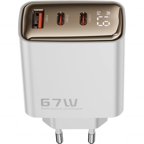 RealPower TCS67WWH 67W GaN Type-C to Type-C Şarj Aleti (NT-119373) - Beyaz, 3000 mAh Hızlı Şarj, 100cm Kablo Dahil