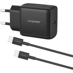 RealPower TCS25WBK 25W PD Type-C to Type-C Şarj Aleti (NT-119368) - Siyah, 3000 mAh Hızlı Şarj Cihazı, Kablo Dahil
