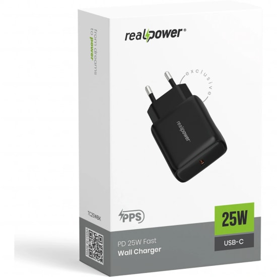 RealPower TC25WBK 25W Şarj Aleti (NT-119366) - Siyah, 3000 mAh PD Hızlı Şarj Desteği, 1 Saat Altı Şarj Süresi