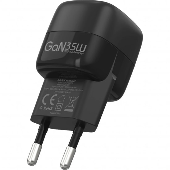 RealPower TC35WBK 35W GaN Şarj Aleti (NT-119364) - Siyah, 3000 mAh PD Hızlı Şarj Desteği