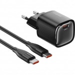 RealPower TCS30WBK 30W GaN Type-C to Type-C Şarj Aleti (NT-119363) - Siyah, 3000 mAh Hızlı Şarj, 100cm Kablo Dahil