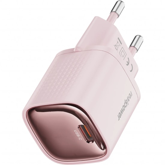 RealPower TCS30WPI 30W GaN Type-C to Type-C Şarj Aleti (NT-119361) - Pembe, 3000 mAh Hızlı Şarj, 100cm Kablo Dahil