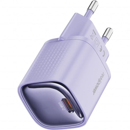 RealPower TCS30WPU 30W GaN Type-C to Type-C Şarj Aleti (NT-119360) - Mor, 3000 mAh Hızlı Şarj, 100cm Kablo Dahil