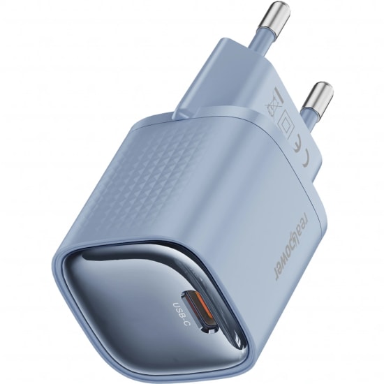 RealPower TCS20WBL 20W GaN Type-C to Lightning Şarj Aleti (NT-119358) - Mavi, 3000 mAh, Hızlı Şarj, Kablo Dahil