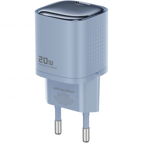 RealPower TCS20WBL 20W GaN Type-C to Lightning Şarj Aleti (NT-119358) - Mavi, 3000 mAh, Hızlı Şarj, Kablo Dahil