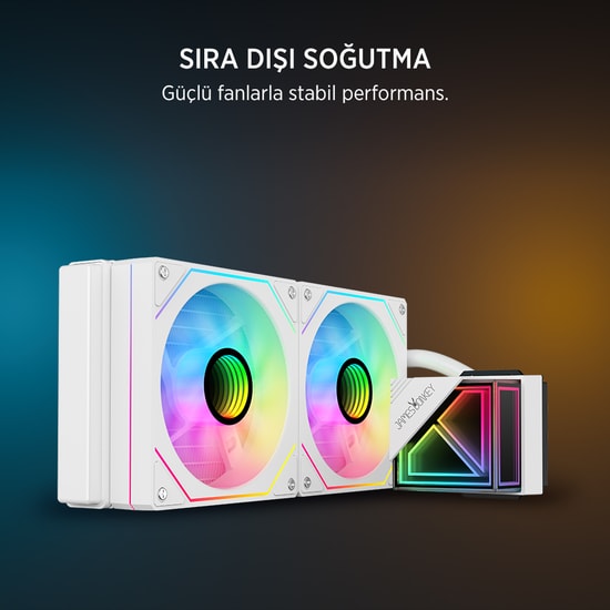 James Donkey LUGIS-JDC240-ARGB-240MM-WHITE Beyaz Sıvı Soğutucu - 2x120mm PWM Fan, 240W TDP, AM5/LGA1700 Uyumlu