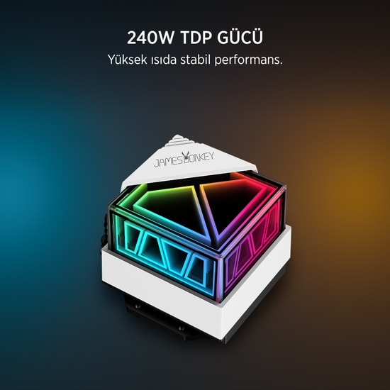 James Donkey LUGIS-JDC240-ARGB-240MM-WHITE Beyaz Sıvı Soğutucu - 2x120mm PWM Fan, 240W TDP, AM5/LGA1700 Uyumlu