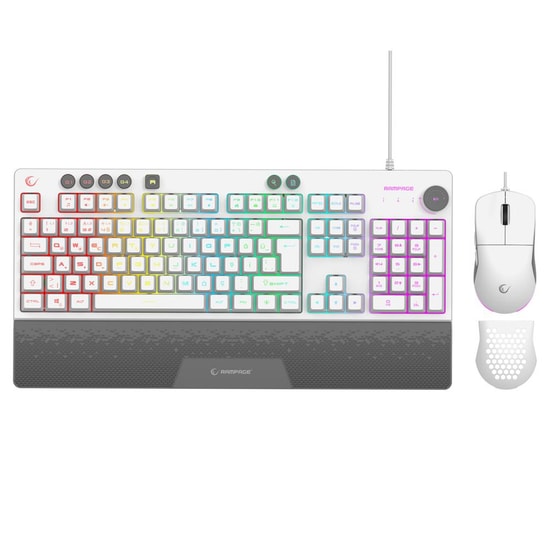 Rampage ECLIPSE Beyaz RGB Kablolu Oyuncu Klavye Mouse Seti - Q Klavye, 12800 DPI Optik Mouse, Bilek Destekli