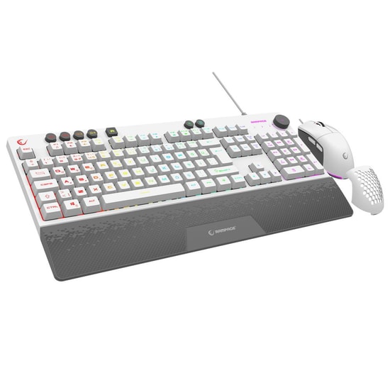 Rampage ECLIPSE Beyaz RGB Kablolu Oyuncu Klavye Mouse Seti - Q Klavye, 12800 DPI Optik Mouse, Bilek Destekli