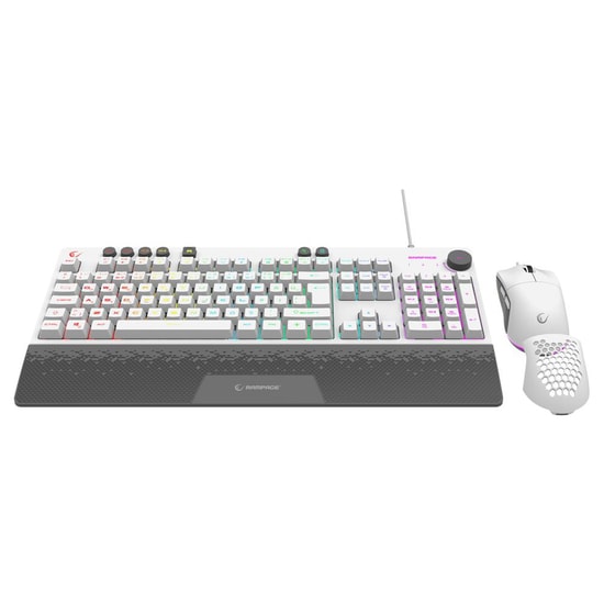 Rampage ECLIPSE Beyaz RGB Kablolu Oyuncu Klavye Mouse Seti - Q Klavye, 12800 DPI Optik Mouse, Bilek Destekli