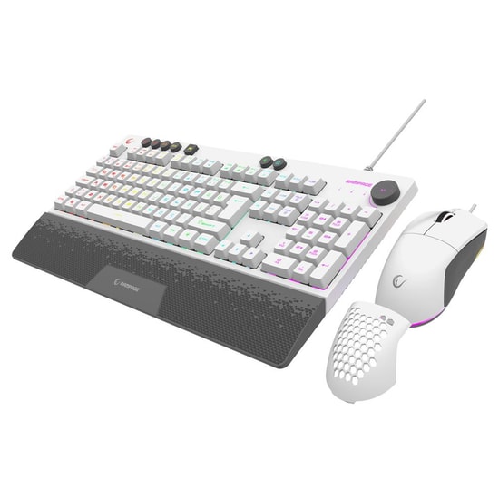 Rampage ECLIPSE Beyaz RGB Kablolu Oyuncu Klavye Mouse Seti - Q Klavye, 12800 DPI Optik Mouse, Bilek Destekli