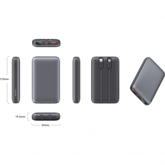 RealPower PB10KGR2-SIYAH 10000 mAh 22.5W Taşınabilir Powerbank - Hızlı Şarj Desteği, Led Göstergeli, Siyah Renk