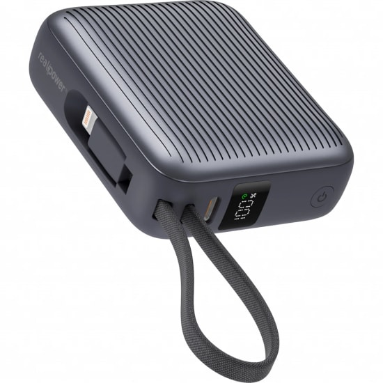RealPower PB10KGR-SIYAH 10000 mAh 22.5W Taşınabilir Powerbank - Hızlı Şarj Desteği, Led Göstergeli, Siyah Renk