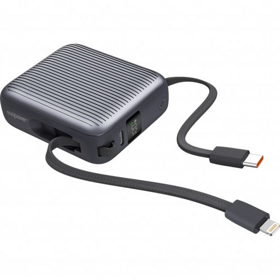 RealPower PB10KGR-SIYAH 10000 mAh 22.5W Taşınabilir Powerbank - Hızlı Şarj Desteği, Led Göstergeli, Siyah Renk