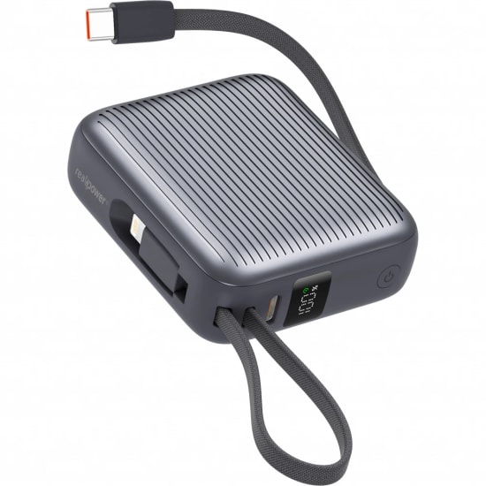 RealPower PB10KGR-SIYAH 10000 mAh 22.5W Taşınabilir Powerbank - Hızlı Şarj Desteği, Led Göstergeli, Siyah Renk