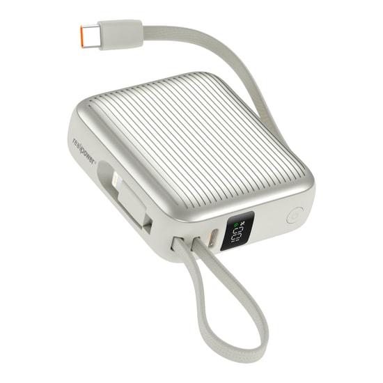 RealPower PB10KGR-BEYAZ 10000 mAh 22.5W Taşınabilir Powerbank - Hızlı Şarj Desteği, Led Göstergeli, Beyaz Renk