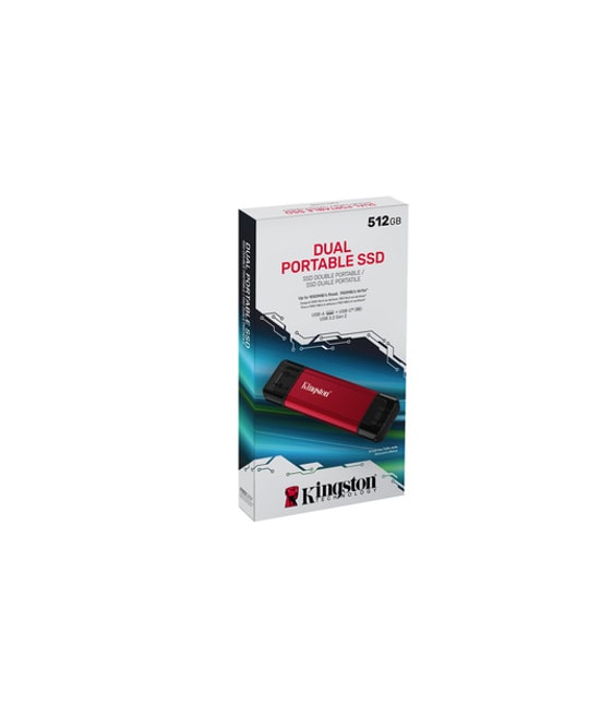 Kingston SPSD 512GB Dual USB-A/C Taşınabilir SSD (SPSD/512GB) - USB 3.2 Gen 2, 1050/950MB/s Hız, Kompakt Kırmızı Gövde