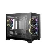 DeepCool CG330-3F Siyah Micro-ATX Oyuncu Kasası - 3x Fan, Mesh Panel, Temperli Cam Yan Panel, USB 3.0, PSU Yok