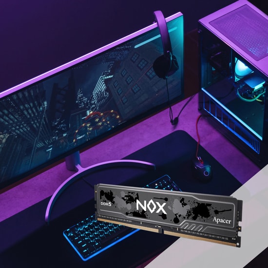 Apacer NOX 32GB (1x32GB) 5600MHz CL40 DDR5 Gaming Ram (AH5U32G56C522MBAA-1) - Alüminyum Soğutucu, Masaüstü Bellek