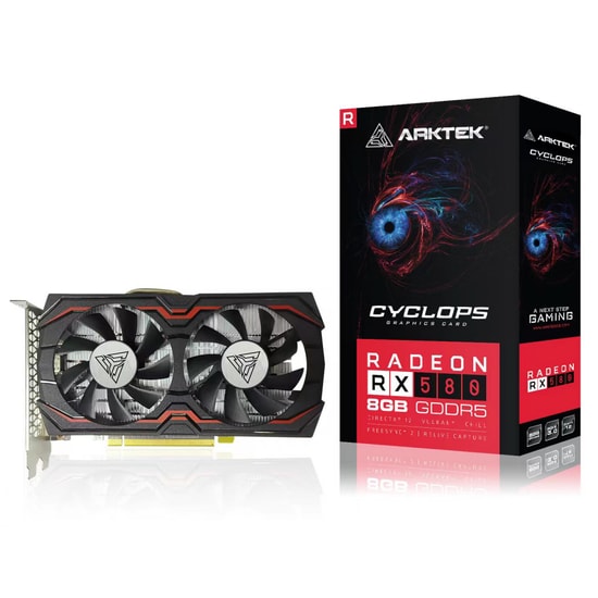 Arktek Radeon RX580 8GB GDDR5 256Bit Ekran Kartı (AKR580D5S8GH1) - 2048 SP, DP, HDMI, DVI, 14nm, 150W Güç Tüketimi