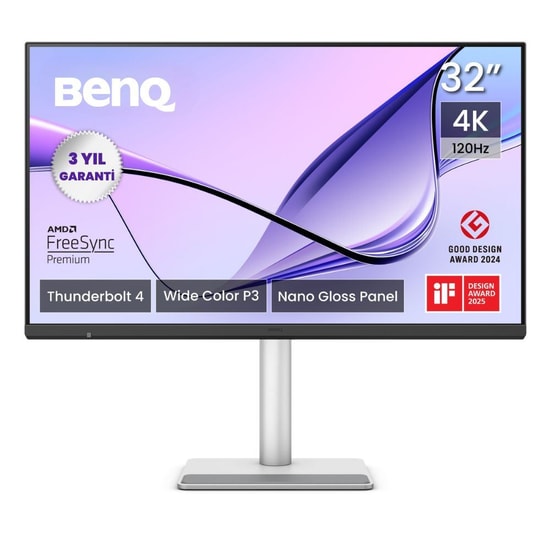 BenQ MA320UG 31.5" 4K UHD 120Hz IPS Monitör - Mac Uyumlu, Nano Gloss, HDR400, Thunderbolt 4, 5ms, Pivot, Hoparlör