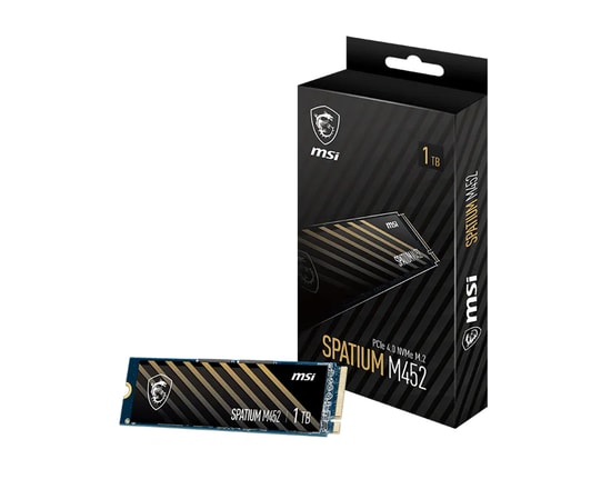 MSI Spatium M452 1TB PCIe 4.0 NVMe M.2 SSD (M452-1TB-3600MB) - 3600MB/s Okuma, 3100MB/s Yazma, 3D NAND, 2280 SSD