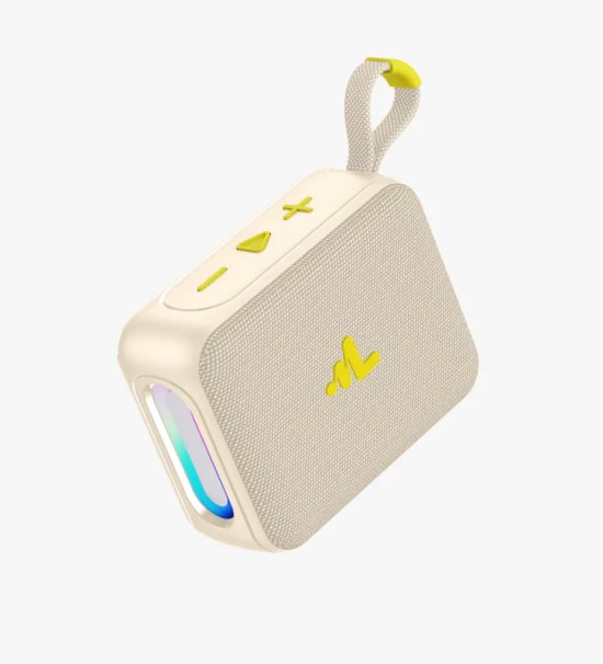 LinkTech Q220 Mini RhythmGlow LED Işıklı TWS Krem Bluetooth Hoparlör - 8W Ses, 800mAh Batarya, SD Kart, USB, BT 5.4