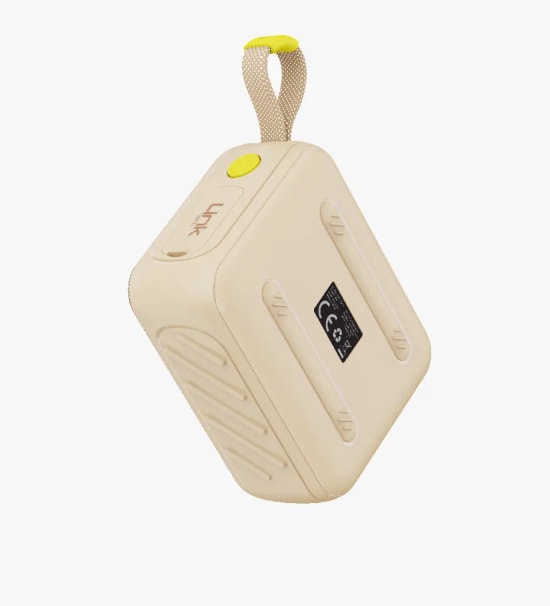 LinkTech Q220 Mini RhythmGlow LED Işıklı TWS Krem Bluetooth Hoparlör - 8W Ses, 800mAh Batarya, SD Kart, USB, BT 5.4