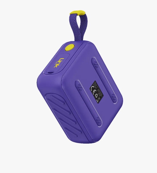 LinkTech Q220 Mini RhythmGlow LED Işıklı TWS Mor Bluetooth Hoparlör - 8W Ses, 800mAh Batarya, SD Kart, USB, BT 5.4