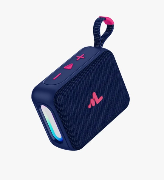 LinkTech Q220 Mini RhythmGlow LED Işıklı TWS Mavi Bluetooth Hoparlör - 8W Ses, 800mAh Batarya, SD Kart, USB, BT 5.4