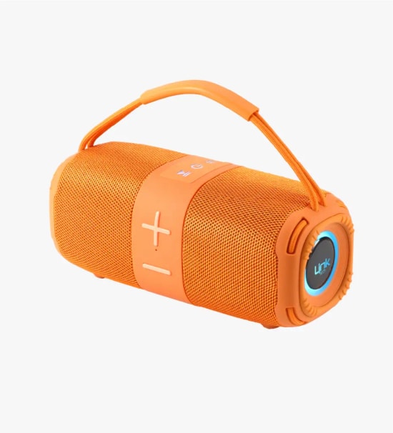 LinkTech Q224 RhythmGlow RGB Işıklı Taşınabilir Turuncu TWS Bluetooth Hopalör - 2x8W Ses, 1500mAh Pil, SD Kart, USB, AUX