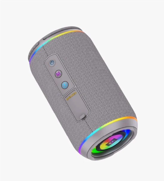 LinkTech Q225 Ritim Işıklı BT V6.0 Gri TWS Kablosuz Hoparlör - 2x10W Ses, 3000 mAh Pil, IPX4, SD Kart, USB, AUX, BT v6