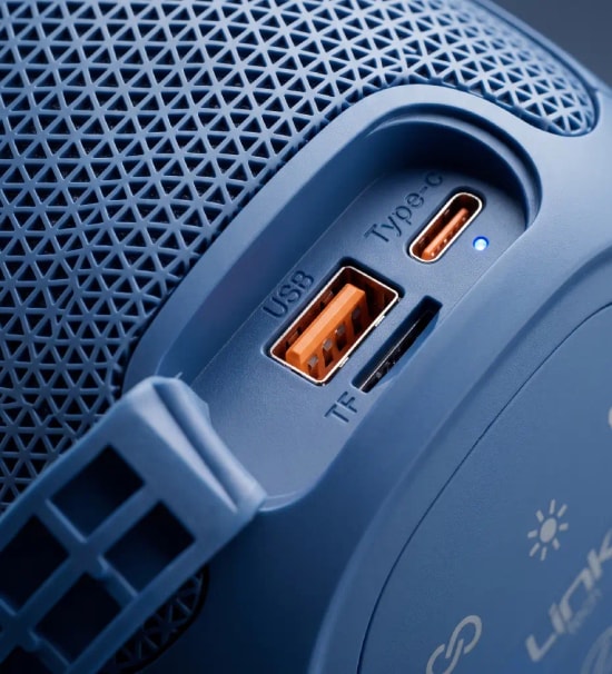 LinkTech R117 RGB Işıklı IPX5 Sertifikalı Taşınabilir Gri Bluetooth Hoparlör - BT v5.4, 3600mAh Pil, 52mm Sürücü, IPX5