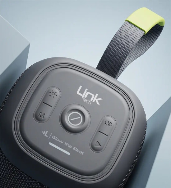 LinkTech R118 LED Işık Efektli IPX5 Sertifikalı Gri Bluetooth Hoparlör - IPX5, BT v5.4, 3600 mAh Batarya, 57mm Sürücü