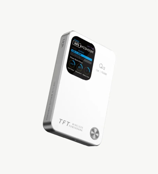 LinkTech WP21 4ü 1 Arada TFT Ekranlı 20W 10000mAh 15W Kablosuz Akıllı Saat Şarjlı Beyaz Powerbank - NTC Isı Kontrolü