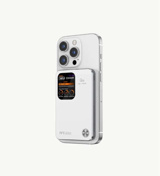 LinkTech WP21 4ü 1 Arada TFT Ekranlı 20W 10000mAh 15W Kablosuz Akıllı Saat Şarjlı Beyaz Powerbank - NTC Isı Kontrolü
