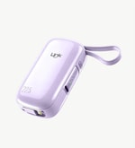 LinkTech MP11 Mini Type-C ve Lightning Şarj Kablolu 22.5W 9600mAh Mor Hızlı Powerbank - Dijital Ekran, Kompakt Boyut
