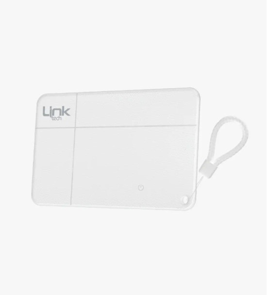 LinkTech G103 2si 1 Arada Takip Özellikli Kayıp Önleyici Beyaz Dijital Kartvizit - Kablosuz Şarj, IP67, GPS, NFC, 100mAh