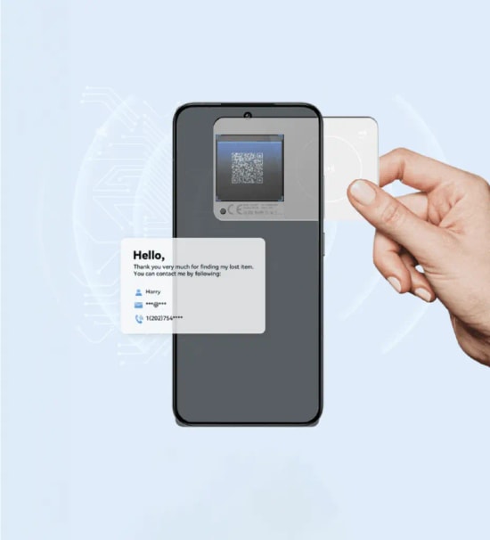 LinkTech G103 2si 1 Arada Takip Özellikli Kayıp Önleyici Beyaz Dijital Kartvizit - Kablosuz Şarj, IP67, GPS, NFC, 100mAh