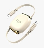 LinkTech KN01 Süper Hızlı 240W Tip-C - Tip-C Manyetik Geri Çekilebilir Gümüş Şarj Kablosu - Makaralı, 6A Güç, 1m Kablo