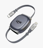 LinkTech KN02 Hızlı 30W Tip-C - Lightning Manyetik Geri Çekilebilir Gri Şarj Kablosu - Makaralı, 3A Güç, 1 Metre Kablo