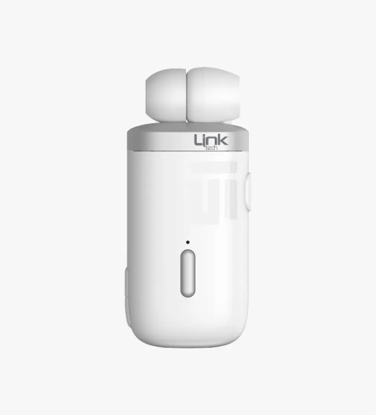 LinkTech V84 Mini Titreşimli Makaralı Beyaz Mono Bluetooth Kulaklık - BT 5.4, 100mAh Pil, USB Tip-C Şarj, 10m Menzil