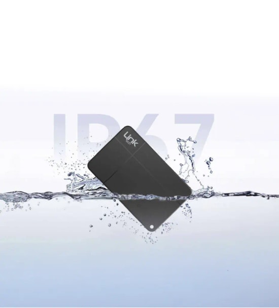 LinkTech G103 2si 1 Arada Takip Özellikli Kayıp Önleyici Siyah Dijital Kartvizit - Kablosuz Şarj, IP67, GPS, NFC, 100mAh