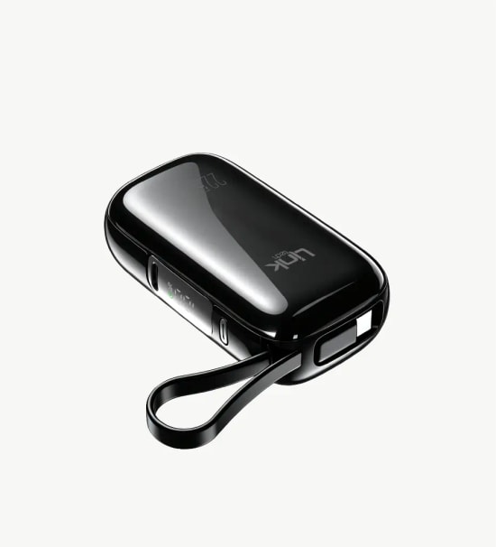LinkTech MP11 Mini Type-C ve Lightning Şarj Kablolu 22.5W 9600mAh Siyah Hızlı Powerbank - Dijital Ekran, Kompakt Boyut