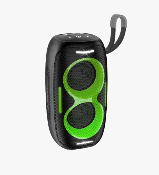 LinkTech R117 RGB Işıklı IPX5 Sertifikalı Taşınabilir Siyah Bluetooth Hoparlör - BT v5.4, 3600mAh Pil, 52mm Sürücü, IPX5