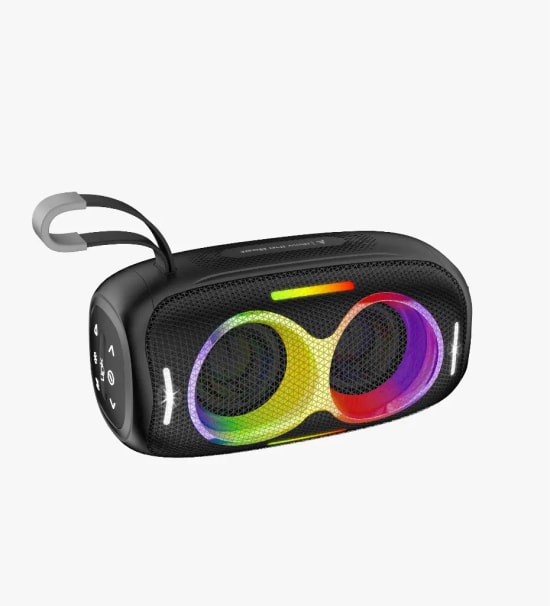LinkTech R117 RGB Işıklı IPX5 Sertifikalı Taşınabilir Siyah Bluetooth Hoparlör - BT v5.4, 3600mAh Pil, 52mm Sürücü, IPX5