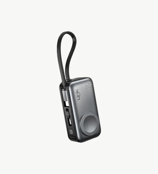 LinkTech WP17 Mini 5000mAh 20W MagPro Kablosuz Akıllı Saat Şarjlı Powerbank - Stand, Dahili Lightning ve Type‑C Kablo