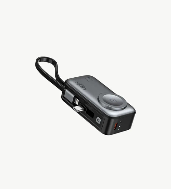 LinkTech WP17 Mini 5000mAh 20W MagPro Kablosuz Akıllı Saat Şarjlı Powerbank - Stand, Dahili Lightning ve Type‑C Kablo