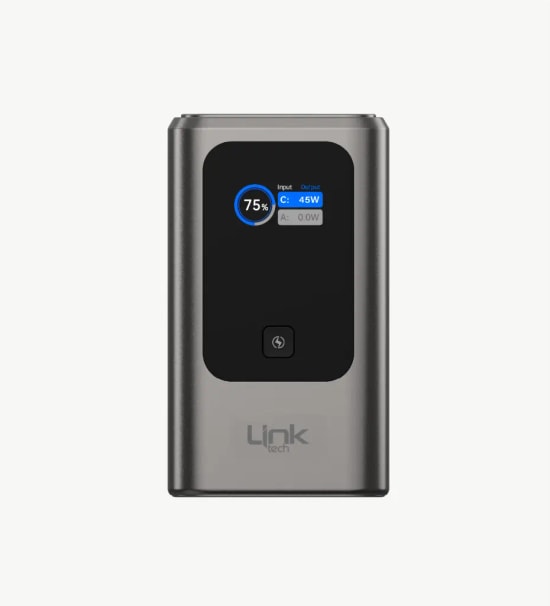 LinkTech PD37 Premium Mini TFT Dijital Ekranlı 10000 mAh 45W Hızlı Şarj Powerbank - UFCS Hızlı Şarj, 37 Wh Pil, USB A-C
